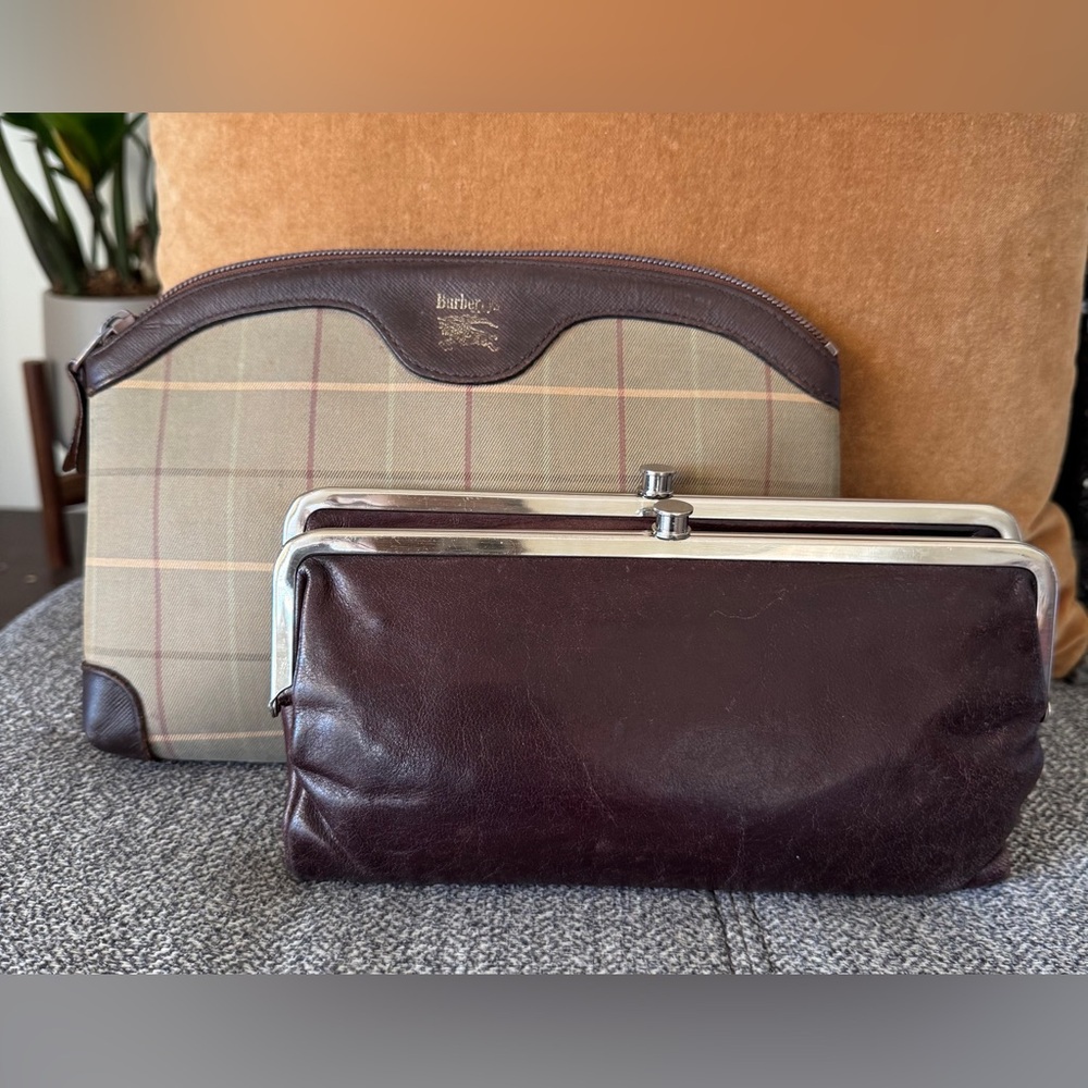 Dark Brown Leather HOBO Clutch Wallet
